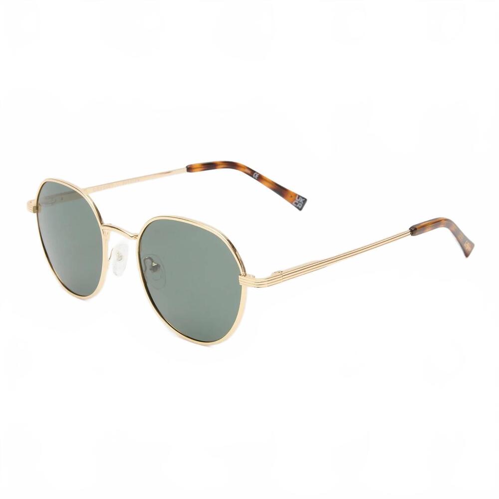 NEW LE SPECS women's odyssey round metal sunglasses in gold/khaki
